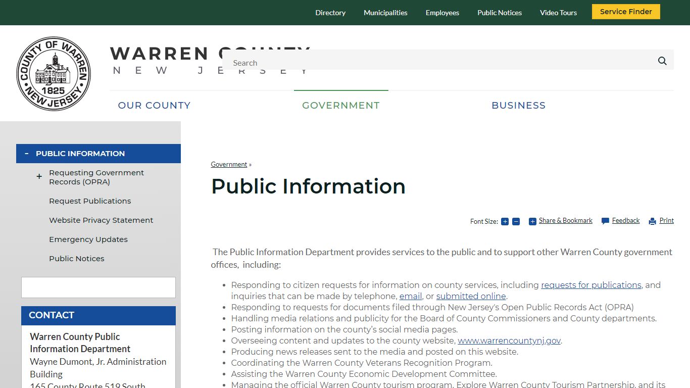 Public Information | Warren County, NJ